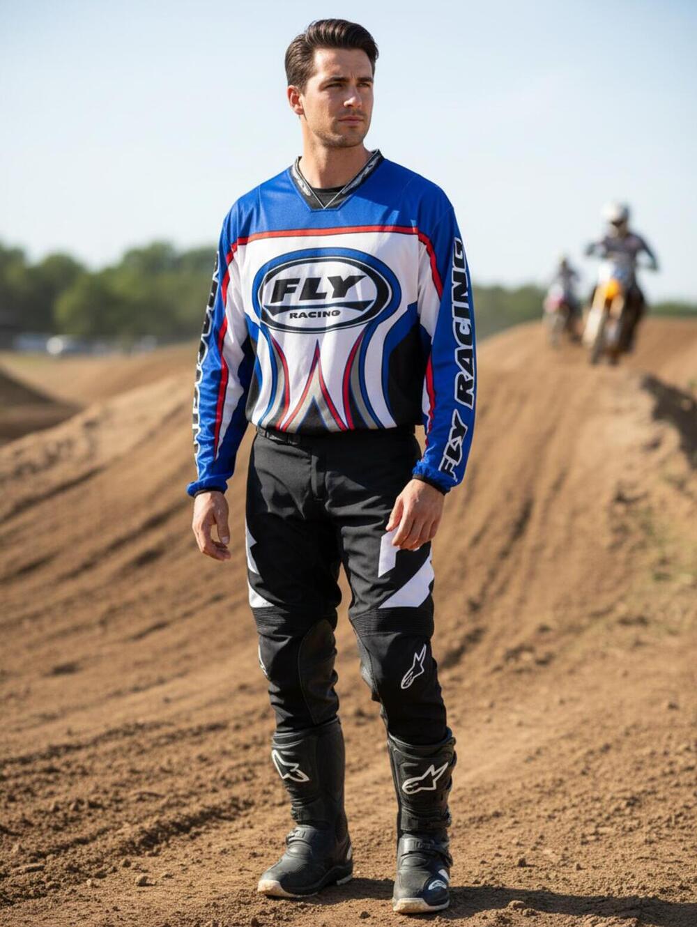 Fly Racing Men's Long Sleeve Motocross Jersey Blue White Black Size Large